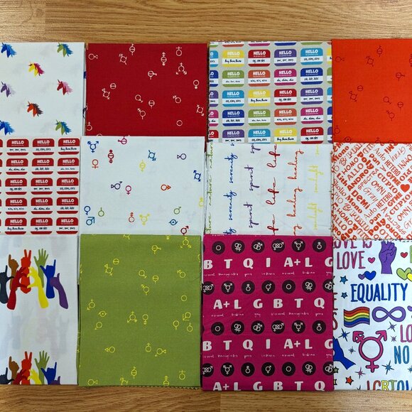 NEW! Love/ Pride Cotton Fabric FQ Bundle (12) - Picture 1 of 6